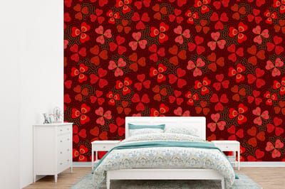 Behang - Fotobehang Patroon - Klaver - Rood - Breedte 360 cm x hoogte 260 cm