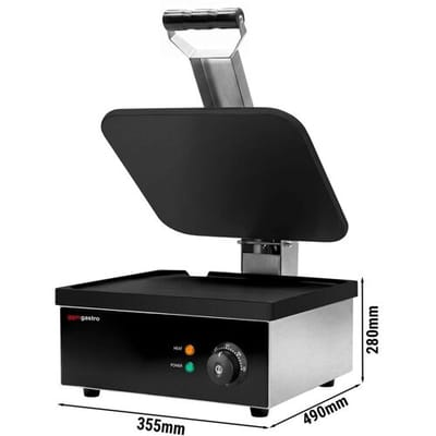 GGM Gastro Kontaktgrill / Hamburger Grill - 2,2 kW - oben & unten Glatt - Grillfläche: 350x330mm Zwart
