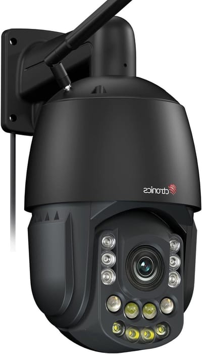 Ctronics 4K 30X 3D optische zoom bewakingscamera voor buiten wifi, 180 m nachtzicht, auto tracking & zoom, persoons-/voertuig-/dierherkenning, 2,4/5 GHz, 256 GB TF-kaart/FTP/cloud, nachtzicht in kleur