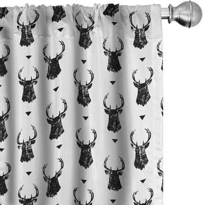 ABAKUHAUS Hert Gordijnen – Monochroom Dierenkop, 2x75x225 cm, Zwart-Wit