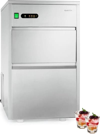 Klarstein ijsblokjesmachine, Profi Ice Maker, ijsblokjesmaker voor Klare ijsblokjes, ijsblokjesmachine voor Gastro & Zuhause, ijsblokjesmachine groot met Eiswürfelbehälter, 160W, 26kg/Tag, zilver - voor Bar - LED - Ice Cube Maker