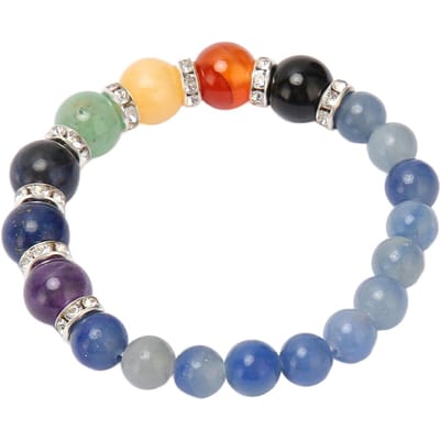 Bracelet 7 Chakras Absorbe Huiles Équilibre Émotionnel Soulagement de l'Anxiété Léger Bracelet en Cristal pour bleu