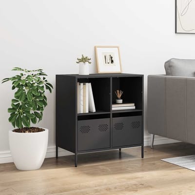 vidaXL - Dressoir - 68x39x73,5 - cm - koudgewalst - staal - zwart