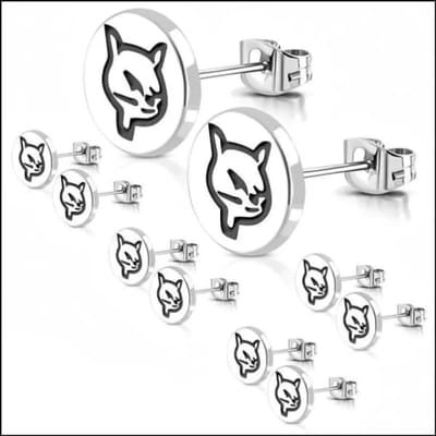 Aramat Jewels | Oorbellen | RVS Katten Oorbellen - Schattige Poezen Oorstekers | kat rond zilverkleur 10mm / Staal | |8mm | Staal | Kinderen, Volwassenen | Verkleurd niet