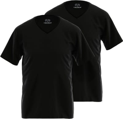 CECEBA Nevada - Heren T-shirt V-hals - 2-pack - 100% biologisch katoen - Zwart