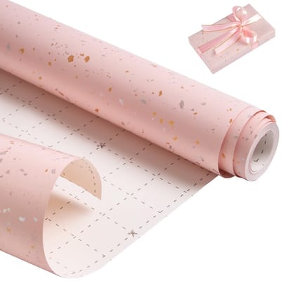 Dailygoods- Inpakpapier 43 cm x 9 m - Roze - Recyclebaar - Gouden/zilverfolie-accenten - Cadeaupapier - Geschenkverpakking