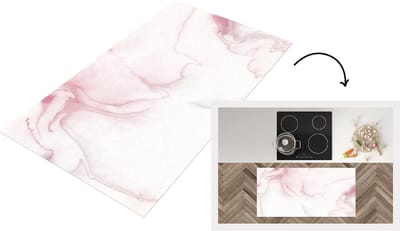 Keukenloper - Loper keuken - Marmer - Rood - Wit - 120x60 cm - Keukenloper vinyl