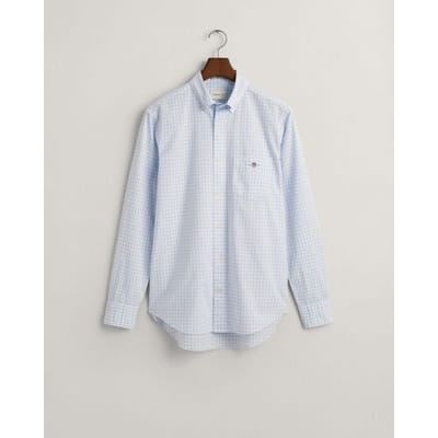 Gant Overhemd Gingham Poplin College Lichtblauw - Maat 3XL - Heren - Overhemden Casual