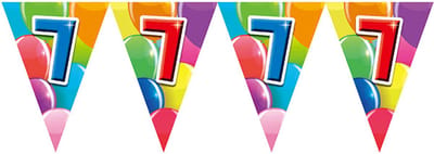 Vlaggenlijn 7 jaar 10 meter - Verjaardag Feestje Vlag Vlaggen Versiering Slinger Feestdecoratie Decoratie