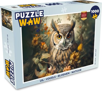 Puzzel Uil - Vogels - Bloemen - Natuur - Legpuzzel - Puzzel 1000 stukjes volwassenen