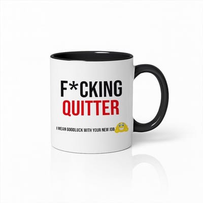 Wit & Zwarte “F*cking Quitter” Mok 330 ml – Grappige Sarcastische Afscheid Koffiemok – Humoristisch Cadeau voor Collega of Vriend
