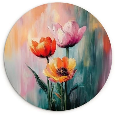 WallCircle® Wandcirkel 120x120 cm - Muurcirkel Dromerig - Bloemen - Verfijnde details - Muurdecoratie woonkamer - Wanddecoratie slaapkamer - Kamer decoratie accessoires - Ronde schilderijen XXL