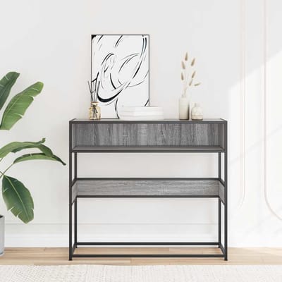 vidaXL - Wandtafel - 90x35x80 - cm - bewerkt - hout - grijs - sonoma - eikenkleurig