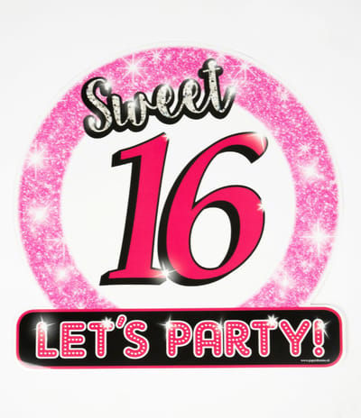 Huldeschild stopbord Sweet 16 - Dia 50 cm - Verjaardag - Versiering - Versiering feestartikelen