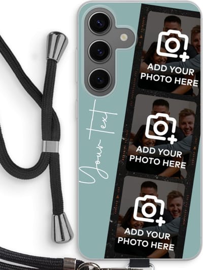 Gepersonaliseerd - Case Company® - Hoesje met koord geschikt voor Samsung Galaxy S24 hoesje met Koord - Filmrol N°1 - Telefoonhoesje met Zwart Koord - Bescherming aan alle Kanten en Over de Schermrand