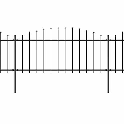 vidaXL - Tuinhek - met - speerpunt - staal - 1506x75 - cm - zwart