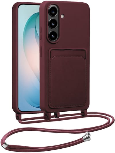 Hoesje Geschikt voor Samsung S26 Hoesje Siliconen Case Met Koord - Hoes Geschikt voor Samsung Galaxy S26 Hoesje Backcover Met Telefoonkoord - Telefoonhoes - Aubergine