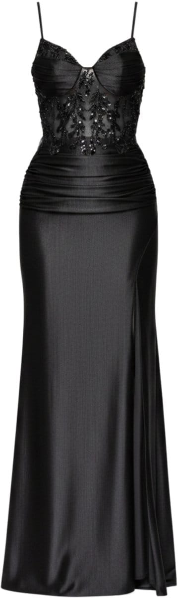 LARICA Jurk - Polyamide - Rits - Effen Zwart S