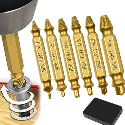 Set van 6 Schroevendraaiers, HSS 4341 Gereedschap voor het Verwijderen van Beschadigde Schroeven, Diverse Typen en Gouden Afwerking