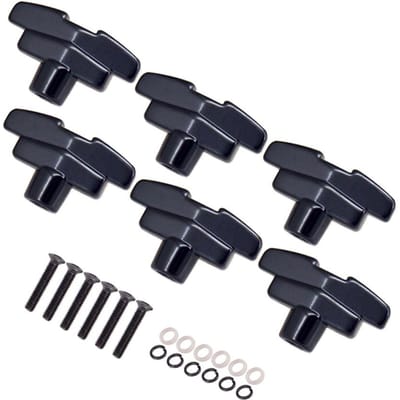 Lot de 6 chevilles d'accordage pour guitare en alliage de zinc, boutons en forme de T, clés, mécaniques, boutons avec kit de vis noir