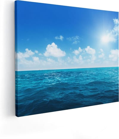 Artaza Canvas Schilderij Strand En Zee - 50x40 cm - Wanddecoratie Woonkamer - Muurdecoratie Kust - Schilderijen Op Canvas