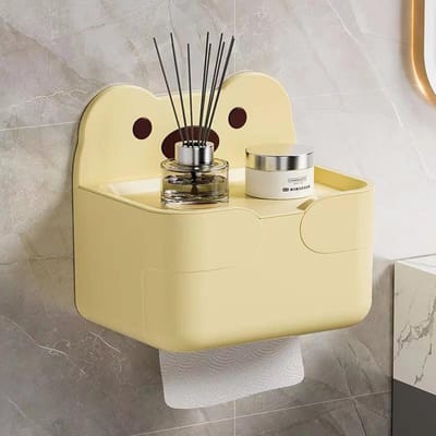 Wandgemonteerde Tissuebox Badkamer Cartoon Toiletpapier Lade one size geel
