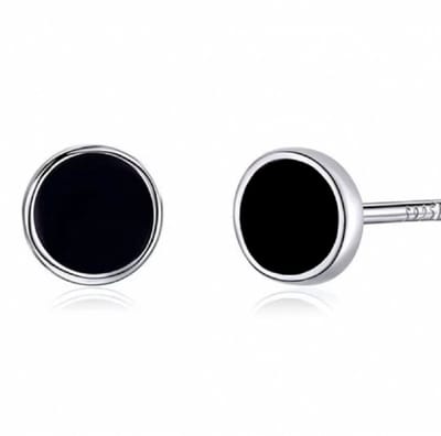 Oorbellen- Zilver Onyx -Zwart -5 mm- Charme Bijoux