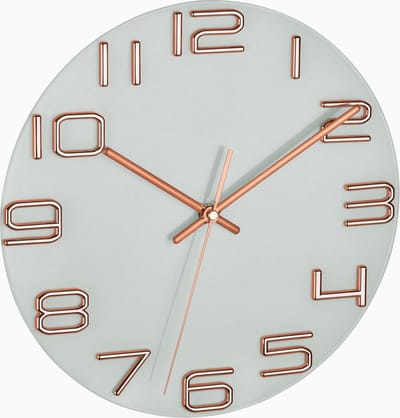 TFA Dostmann 60.3043.51 - Wandklok - Quartz - Rustig loopwerk "Sweep" - Koperkleurige cijfers en wijzers - Aluminium - Glas - Lichtgroen/Transparant - Rosékleurig