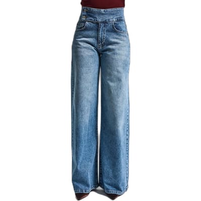 It's Basic - Palazzo Mid Rise Jeans - Aqua