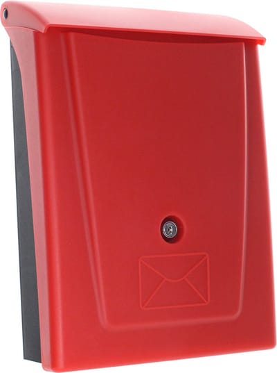 Rottner Kunststof Brievenbus Posta Zwart-Rood - 34x25x11cm - Inworp 3.2x21.5cm