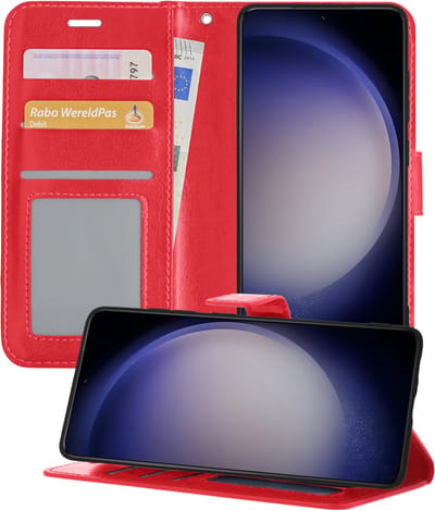 Hoesje - Geschikt voor Samsung Galaxy S23 - Luxe Bookcase - Walletcase Hoes - Portemonnee - Cover - Telefoonhoes - Rood