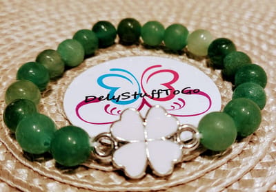 Groene aventurijn armband met klavertje