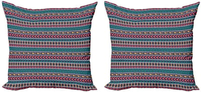 ABAKUHAUS Gestreepte Kussenhoezen – Set 2x40x40 cm – Dubbelzijdige Print – Microvezel – Multicolor
