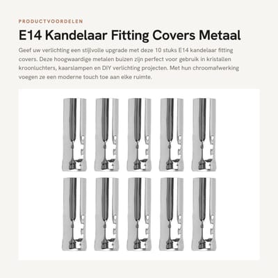Dailygoods- Kaarsenhouder E14 - 10 Stuks - Hoogwaardig Ijzer - Geschikt voor Kroonluchters - Makkelijk te Vervangen - Retro Ontwerp - Lampenhouder