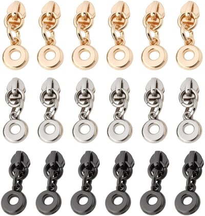 Dailygoods- Rits Hoofd Slider 18Pcs - Geschikt voor #3 Nylon Coil Ritsen - Toepassing voor Kleding/Tassen/Schoenen - Hoogwaardige Stijl - Offset Holle Ring Ontwerp - Ritskop