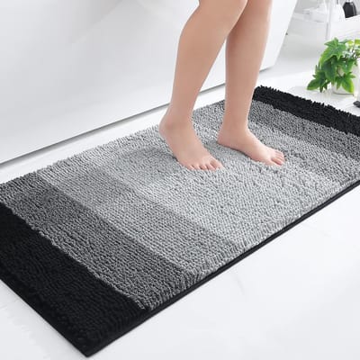 badkamertapijt, antislip hoogpolige badmat, wasbare badmat, zachte badmat, absorberende douchemat voor badkamer, 60 x 120 cm, zwart