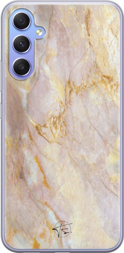 Hoesje geschikt voor Samsung Galaxy A34 - Stay Golden Marble - Soft Case - TPU - Marmer - Goud - ELLECHIQ