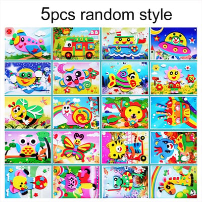 5/10/20 pièces Enfants EVA Mousse Autocollant Jouet Puzzle 3D Jouets d'Éducation Précoce Puzzle Animal Cartoon Mignon pour Enfants Jouet Cadeau Filles TMZ blue