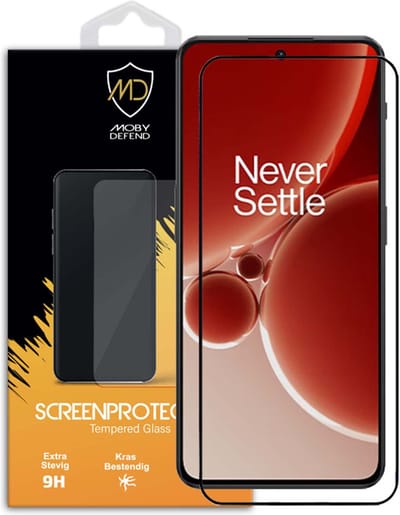 MobyDefend Screenprotector - Geschikt voor OnePlus Nord 3 - Screensaver Met Zwarte Randen - Gehard Glas