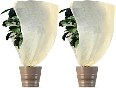 Winterbescherming voor Planten - 2 Stuks Dikke Fleece Dekens met Treksluiting - 60 cm x 80 cm - Ideaal voor Kou, Vorst en Tuinbescherming
