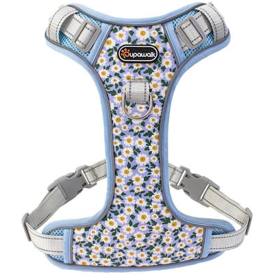 Harnais réfléchissant pour chien entraînement en extérieur gilet pour animal de compagnie collier sangle de poitrine adapté aux chiens de grande, moyenne et petite taille harnais pour chien imprimé S