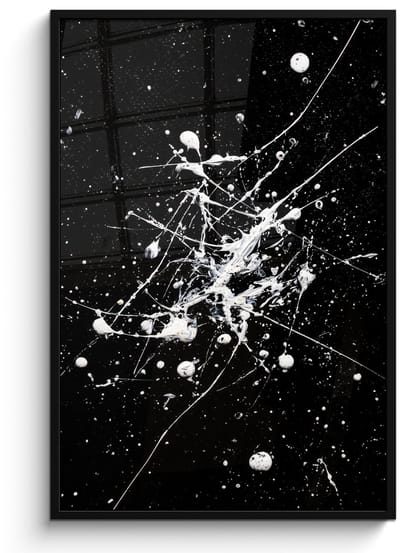 Poster in lijst - Fotolijst 80x120 cm - Posters - Verfspatten - Wit - Abstract - Explosie - Posterlijst zwart - Decoratie - Wanddecoratie woonkamer - Muurdecoratie slaapkamer