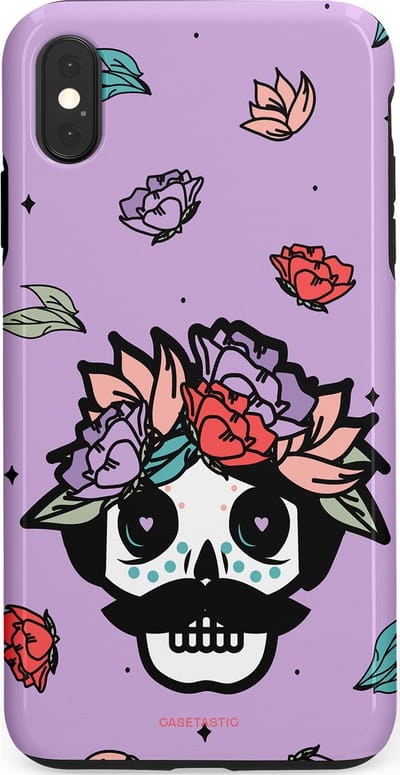Casetastic Hoesje Geschikt voor Apple iPhone Xs Max - Stijlvolle Beschermende Duo-layer Case - Schedel Snor