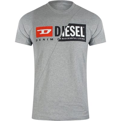 Diesel Heren Premium Katoenen T-Shirt (Grijze Mergel)