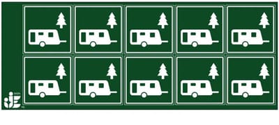 Caravanpark sticker | 5 x 5 cm - 10 stuks per vel