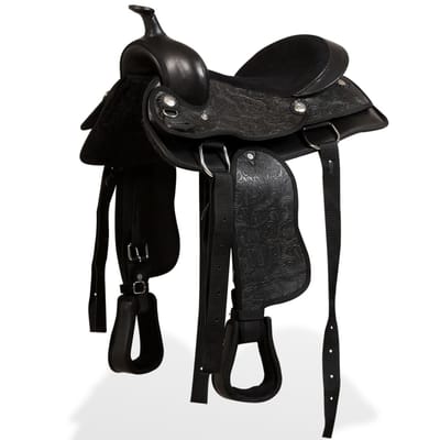 Ensemble de licol et de poitrail de selle western Cuir véritable 12 Noir
