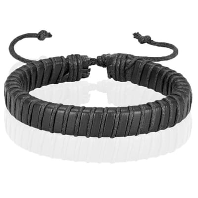 Zwarte leren armband LGT Jewels Verstelbaar Touw
