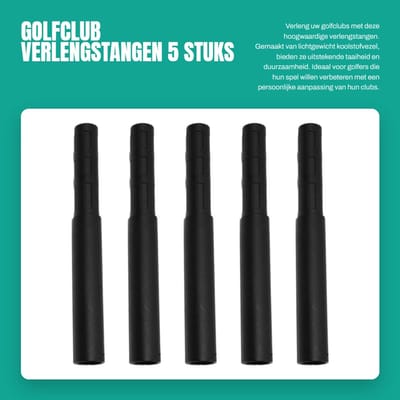 Dailygoods- Golfclub Verlengstangen Lichtgewicht - 5 Stuks - Koolstofvezel - Draagbaar - Push-in Design - Corrosiebestendig - Golfclub Verlengstukken