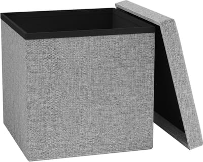 VCM Stoff Sitztruhe | Maße ca. H. 38 x B. 38 x T. 38 cm | Kiste für flexiblen Einsatz in allen Wohnräumen | Aufbewahrungsbox | Sitzhocker - Boxas