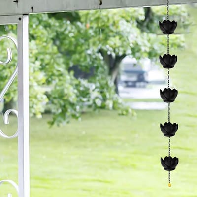 Regenketting - Watergeleider decoratie - Tuin drainage - Lotus bloem ontwerp - 12 meter - Geel